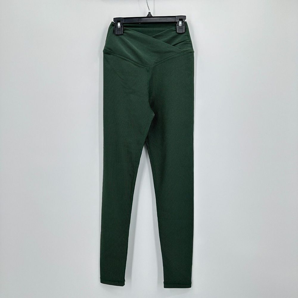 Offline By Aerie Leggings Womens Medium Green Hi Rise Ribbed Gym Workout Yoga